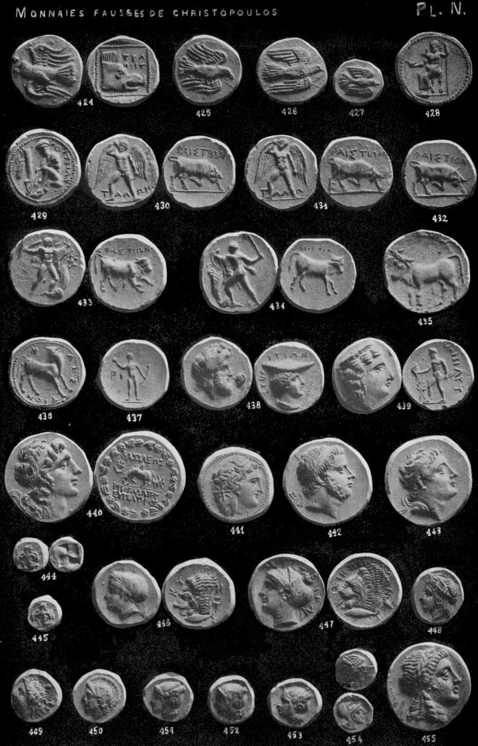 Plate N of false coins