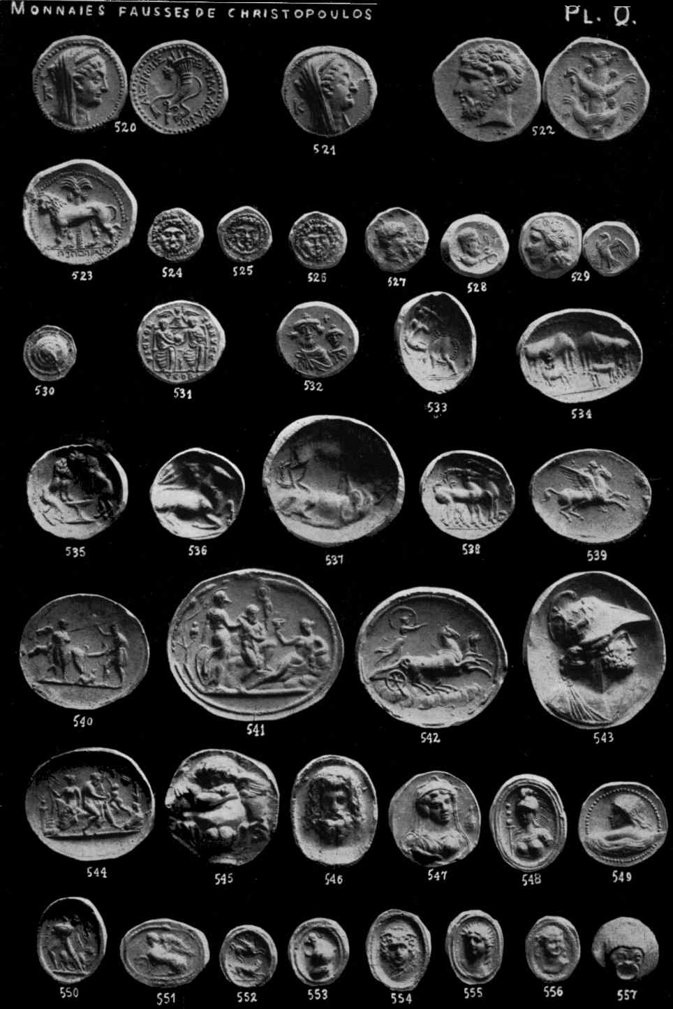 Plate Q of false coins